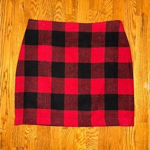 Boston Proper Red and Black Plaid Mini Skirt